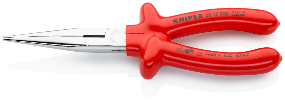 Knipex 8 Snipe Nose Side Cutting Pliers (Stork Beak Pliers) - Plastic Grip