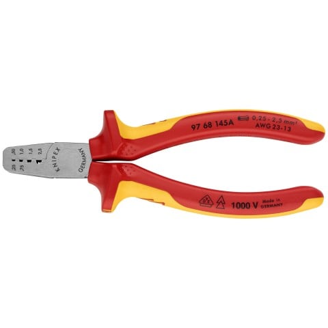 Crimping Pliers for Wire Ferrules-1000V Insulated | KNIPEX Tools