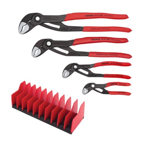 4 Pc Cobra® Pliers Set with 10 Pc Tool Holder | KNIPEX Tools