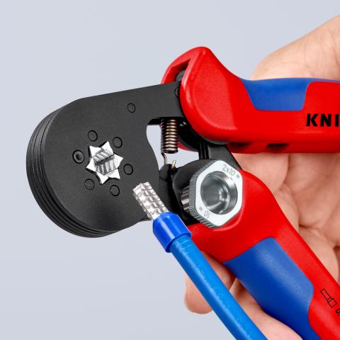 KNIPEX KNIPEX 97 55 14 SB Pince à sertir auto-ajustable pour embouts de  câble avec accès latéral avec gaines bi-matière chromée